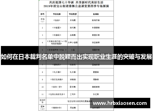 如何在日本裁判名单中脱颖而出实现职业生涯的突破与发展
